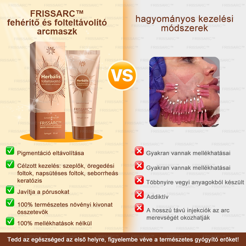 🌿FRISSARC™ fehérítő és folteltávolító arcmaszk – Természetes összetevők tartósan eltüntetik a foltokat, szeplőket és napfoltokat.