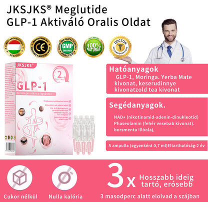 Mayo Klinika által ajánlott | 💪💪JKSJKS® Meglutide GLP-1 Aktiváló Oralis Oldat – Tartalmaz moringát, NAD+-t és yerba matét, természetes támogatás fogyáshoz, öregedésgátláshoz és cukoranyagcseréhez
